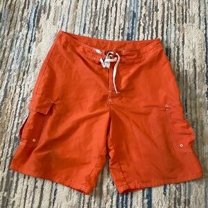 Talos Shorts Mens 34 Orange Cargo Surf Shorts Summer Beach